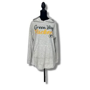 Green Bay Packers NFL Team Apparel Soft Terry Hooded Sweatshirt Size Medium Gray